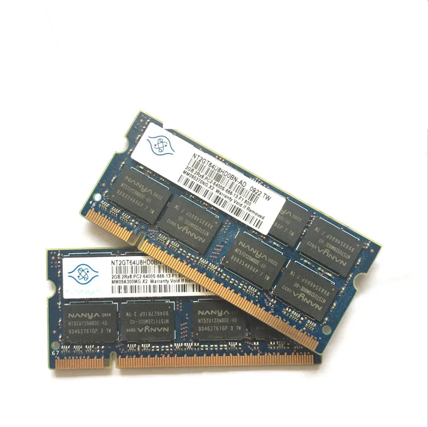 Оперативная память для ноутбука DDR2 2 Гб 2Rx8 PC2-6400S Laptoop RAM 2G 800 МГц PC2 6400S чипсет nanya |