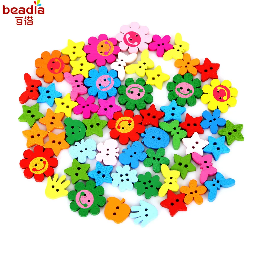 100 шт. деревянные декоративные пуговицы с двумя отверстиями | Дом и сад