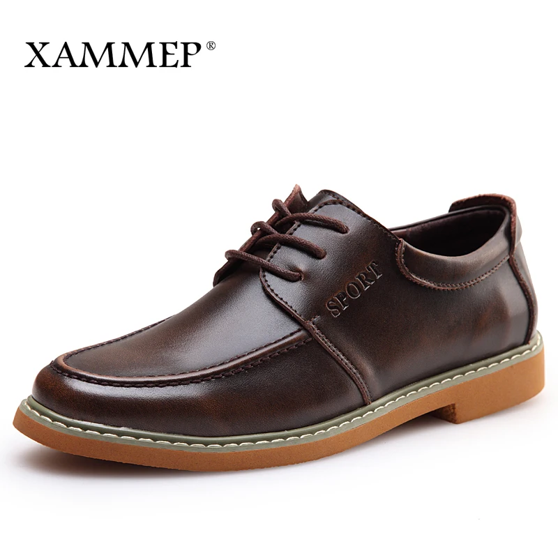 Men Casual Shoes Brand Sneakers Spring Autumn Split Leather Flats Lace up Hight Quality Plus Big Size Xammep |
