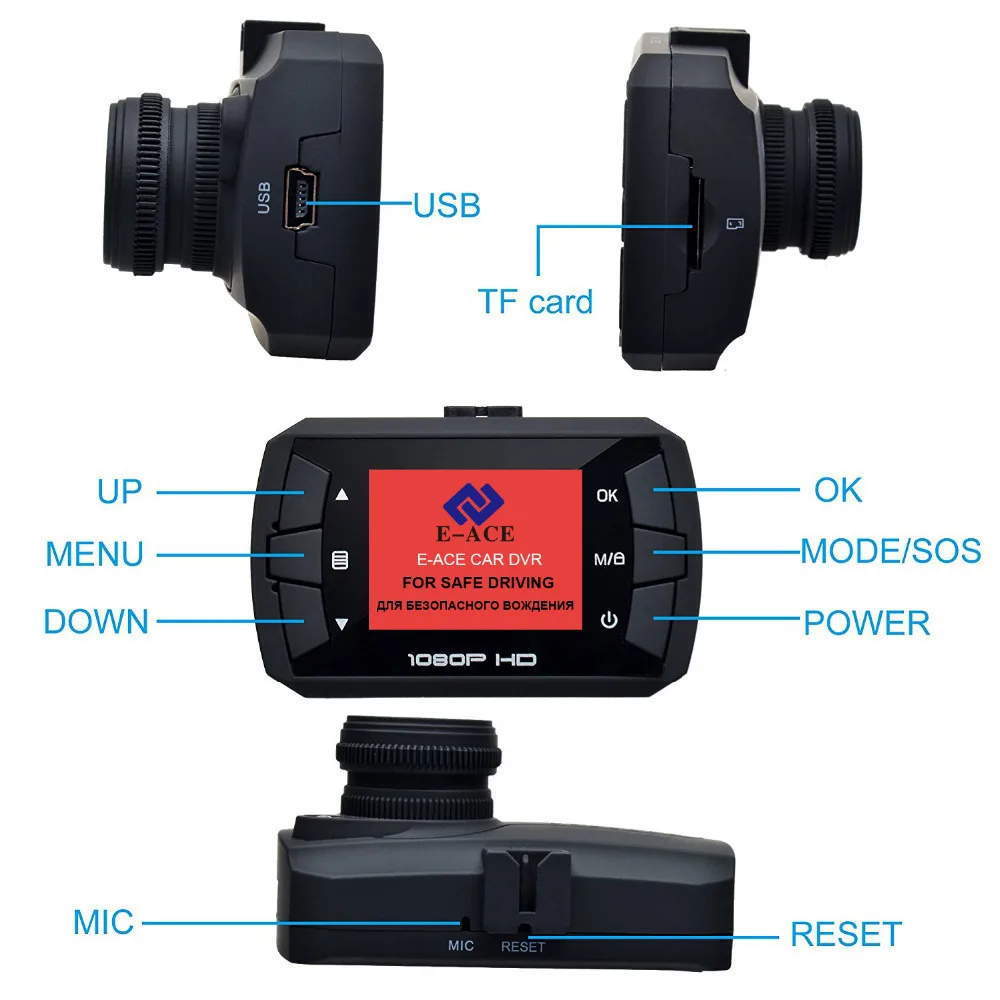 E-ACE Car Mini Dvr Camera With Wifi HD 1080P Auto Video Recorder 140 Degree Angle Hidden Dvrs Dash Registrator Dashcam | Автомобили и