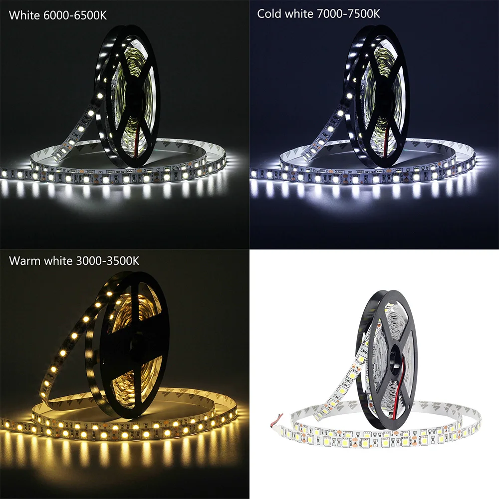 5 м Светодиодная лента 5050, 60 светодиодный s/M, DC 12 В Светодиодная лента 5050 RGB, RGBW, RGBWW Одноцветный шкаф СВЕТОДИОДНЫЙ свет Гибкая полоса