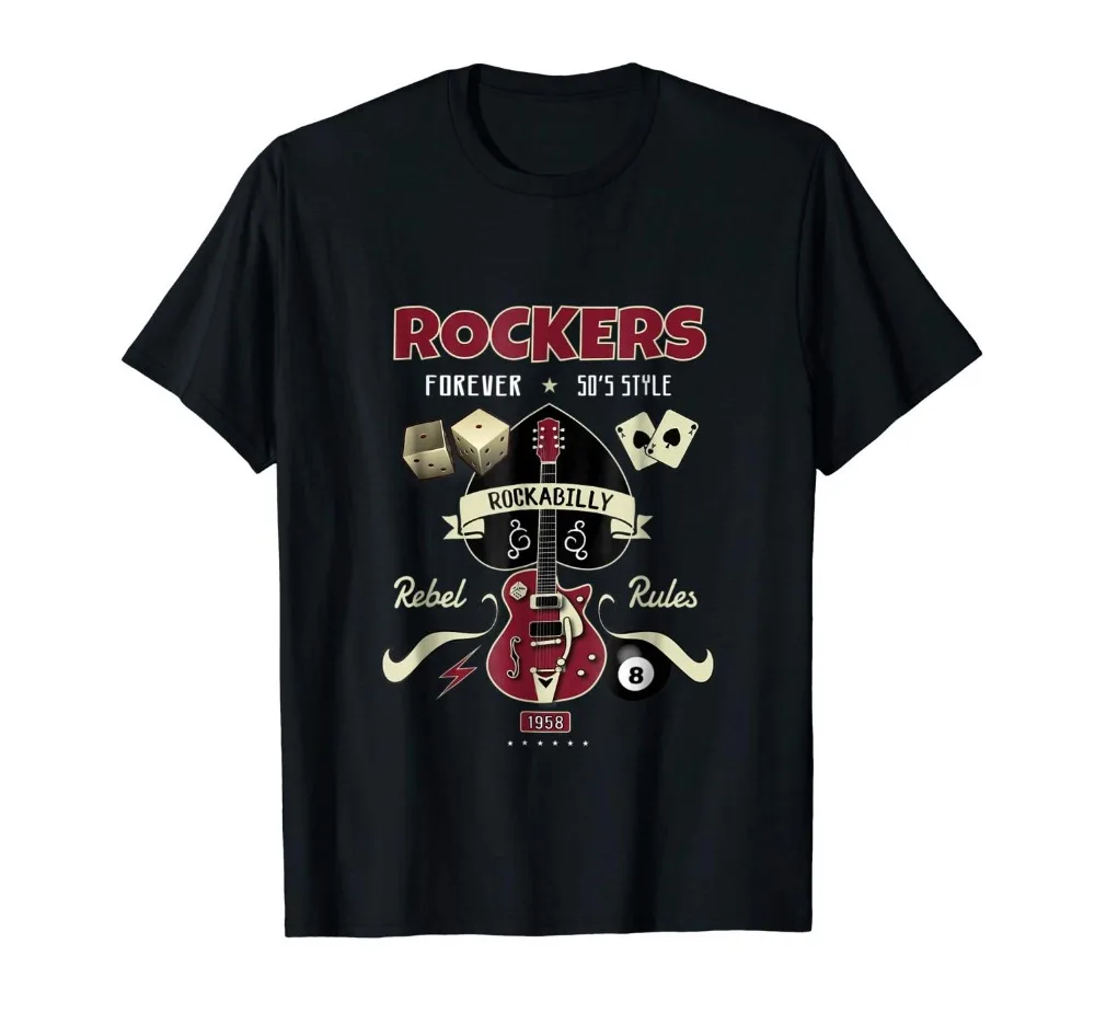 Мужская Винтажная Футболка Rockabilly 1950 S хлопковая Повседневная футболка с круглым
