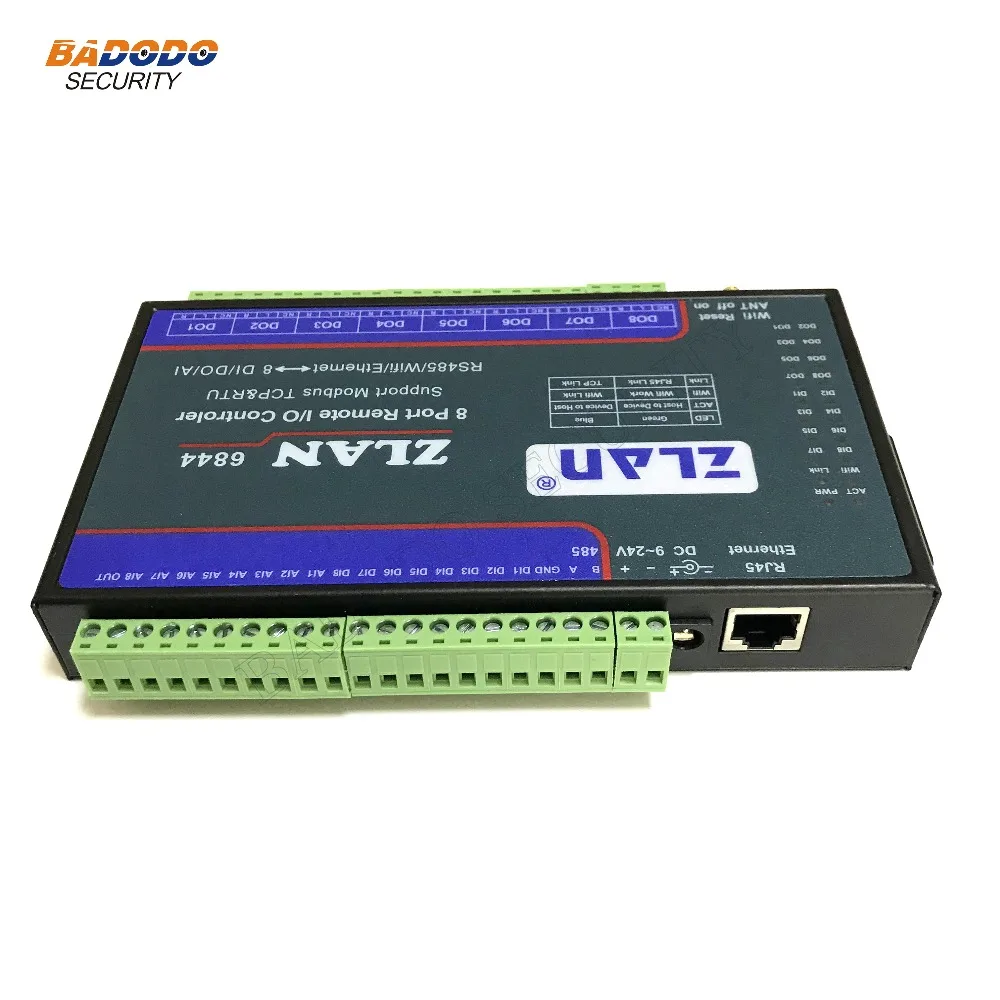 ZLAN6844 8 каналов порт дистанционного ввода/вывода контроллер RS485/Ethernet/wifi до 8 цифровой вход выход Поддержка modbus TCP RTU