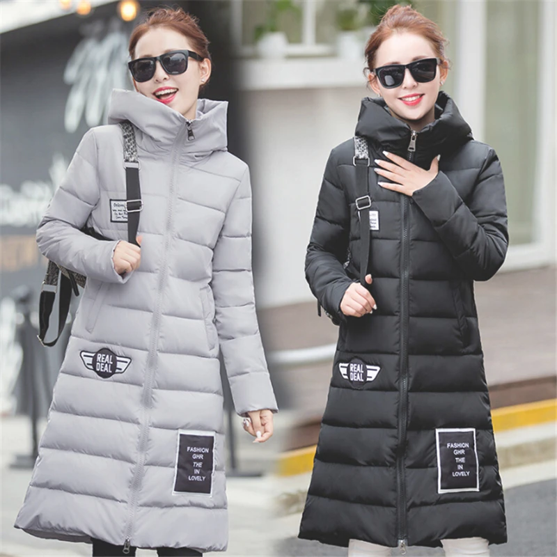 

2020 Fashion Zipper Full The Long Winter Coat Female Down Parka Women 2020 New Slim Hooded Jacket Padded CC022