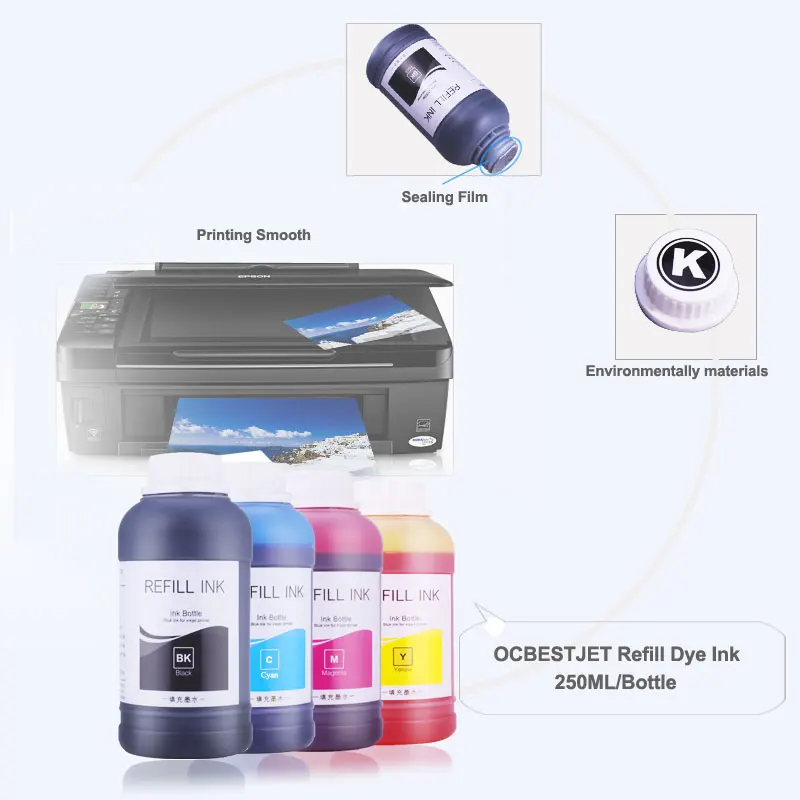 4x250 мл Заправка чернилами для Epson L210 L220 L392 L800 CX4300 CX7300 TX109 TX117 чернила для принтера СНПЧ краски для чернил бутылка для Epson