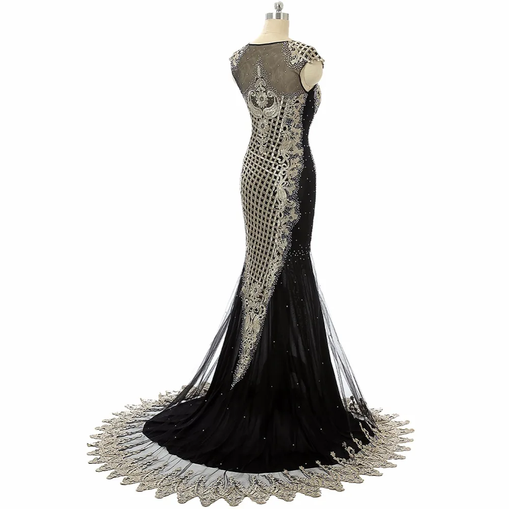 Forevergracedress уникальный роскошный черный платье для выпускного вечера Русалка Sheer Средства ухода за кожей шеи бисером Длинные официальная Вечеринка платье плюс Размеры