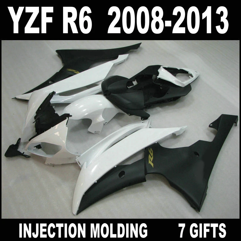 Популярный белый черный корпус для YAMAHA R6 комплект обтекателей 08 09 10 11 12 13