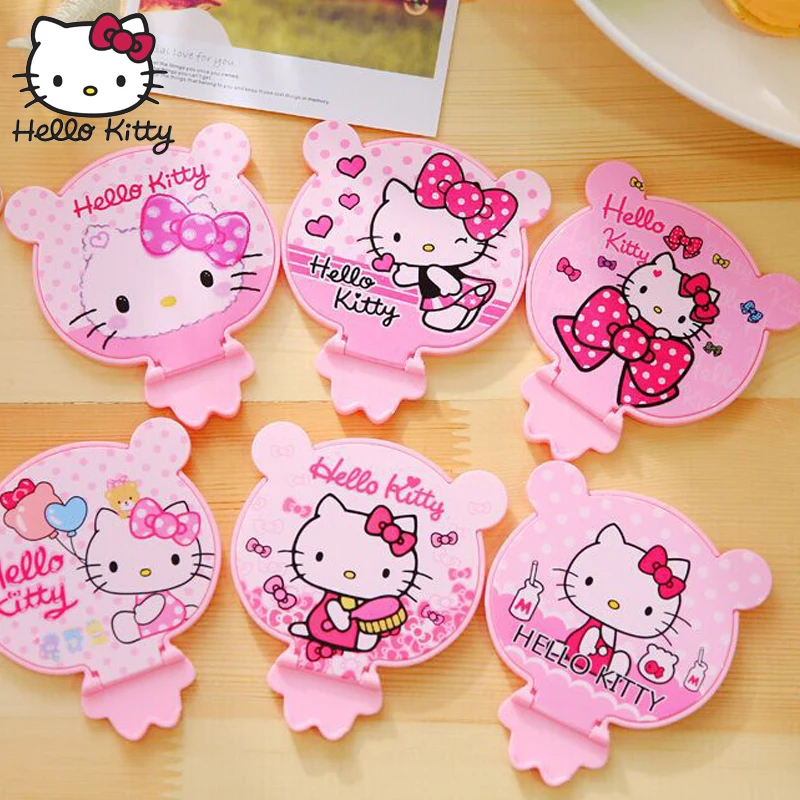 Hello kitty, 1 шт., компактное карманное цветочное зеркало для макияжа, портативное складное зеркало для макияжа, женские косметические зеркала, подарок