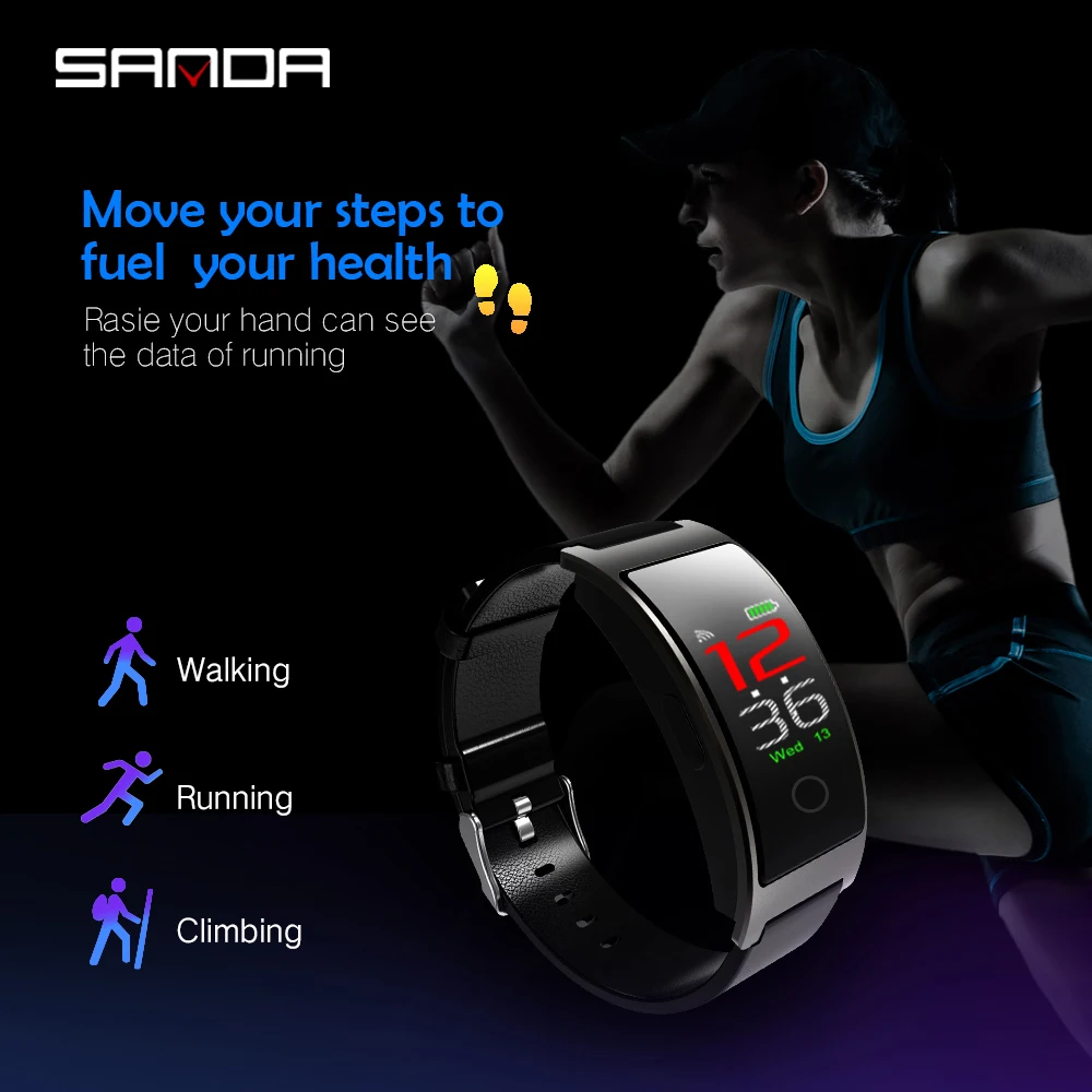 SANDA Smartwatch для мужчин и женщин Bluetooth монитор сердечного ритма браслет кровяное