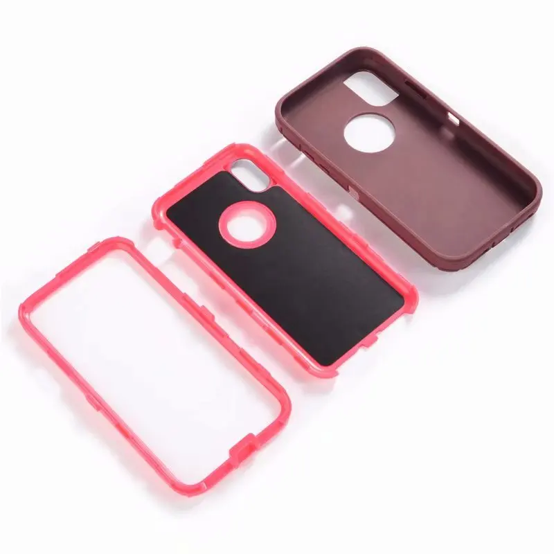 Защитный чехол для iPhone7 6 Plus 6s 8 8plus X 3 в 1 резиновый Гибридный тяжелый