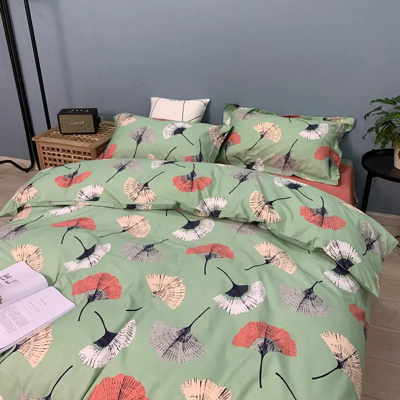 Комплект постельного белья Ginkgo leaf fan из чистого хлопка набор Queen King Size простыня с