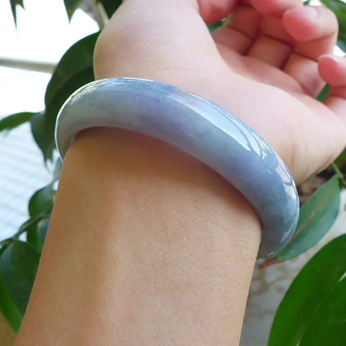 58. Мм Сертифицированный натуральный Лавандовый зеленый нефритовый браслет