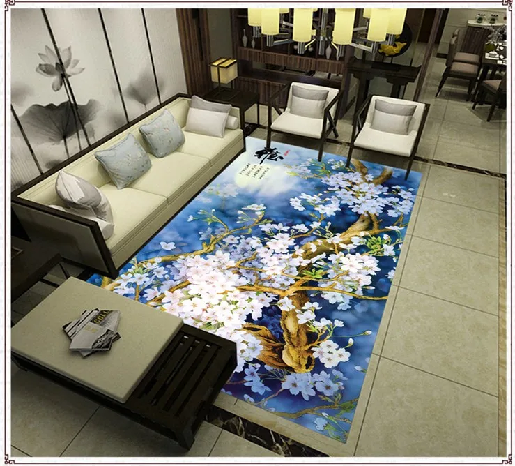 Traditional Chinese Modern Living Room 3D Carpet Bedroom Bedside Rectangular Rugs Sofa Coffee Table Mat Study Room Home Accessor