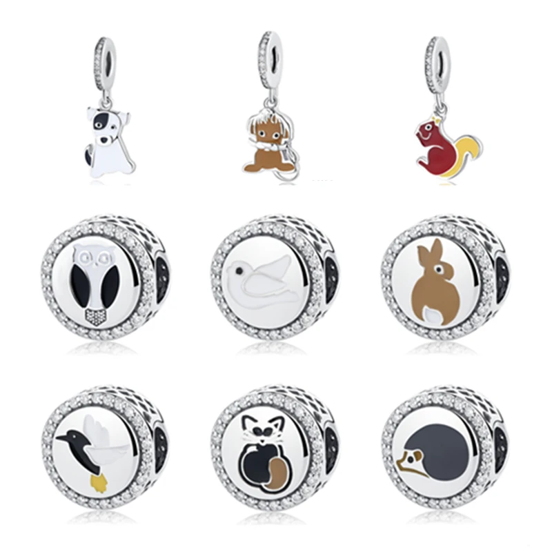 

Newest Authentic 925 Sterling Silver Cute Nature Animals Charm Dangle Beads Fit Original Pandora Bracelets DIY Jewelry