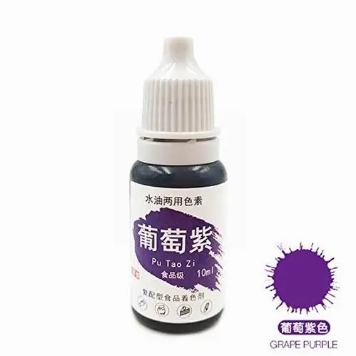 Grape Purple Цветной пигмент съедобный торт 1 шт. пищевой Макарон окрашивающий ингредиенты крем 10 мл выпечки торт съедобный пигмент помадка - Цвет: Grape Purple
