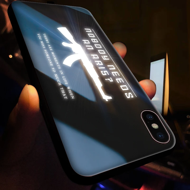 Mofi Smart Led Glow Phone Case For iPhone XS MAX Cover Apple XR Funda Luxury Silicone TPU Gun Cool Glass Capa |
