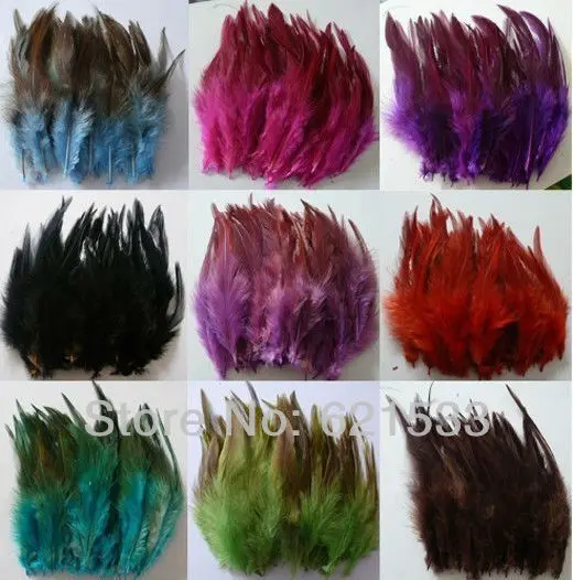 

Оптовая продажа! 200 шт./лот Многоцветный Петух натуральное Седло Hackle Перья 5-7 дюймов, петух, плащи de colores