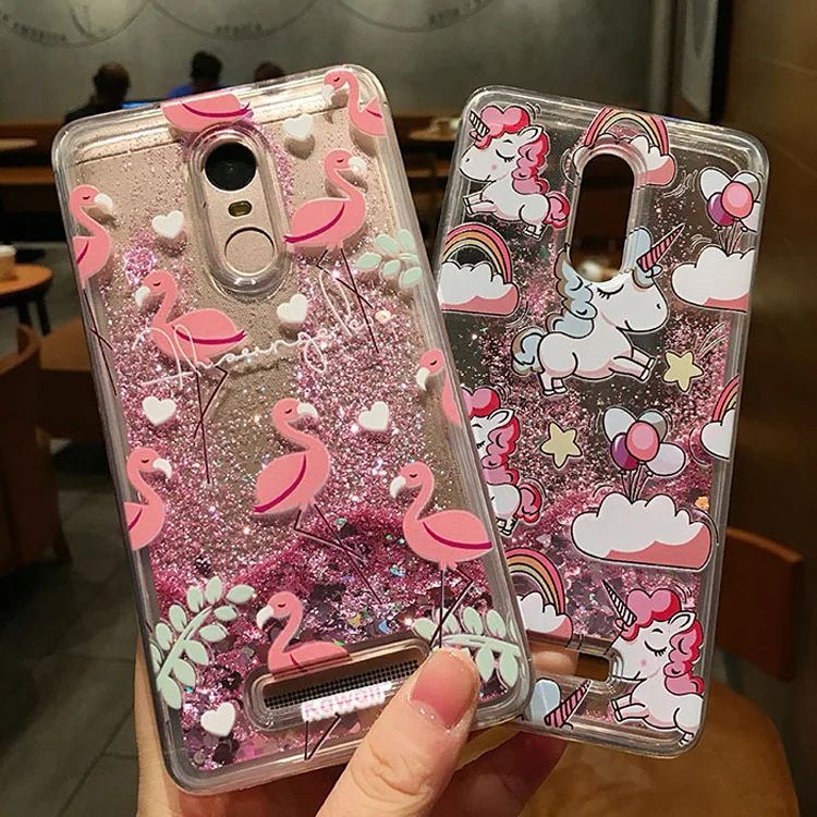Cyato динамический непроницаемый для воды и жидкости чехол для Xiaomi Redmi 4X/Note 4/Note 3/Note 5A мультфильм Единорог сверкающие блестящие звезды Мягкий ТПУ чехол