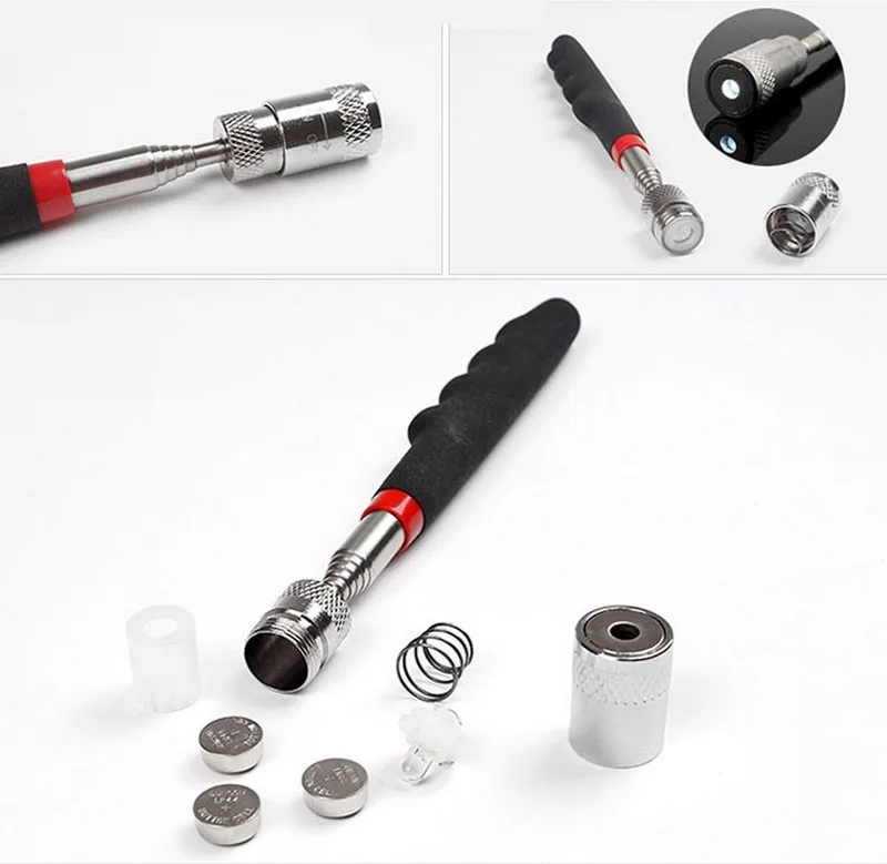 1 шт. Магнитный Мини СВЕТОДИОДНЫЙ Магнит Инструмент Телескопические Pick Up Tool для Уборки Отвертка Гайки И Болты Металлический Винт Стороны инструменты высокое качество долговечный удобный бур Ручной инструмент