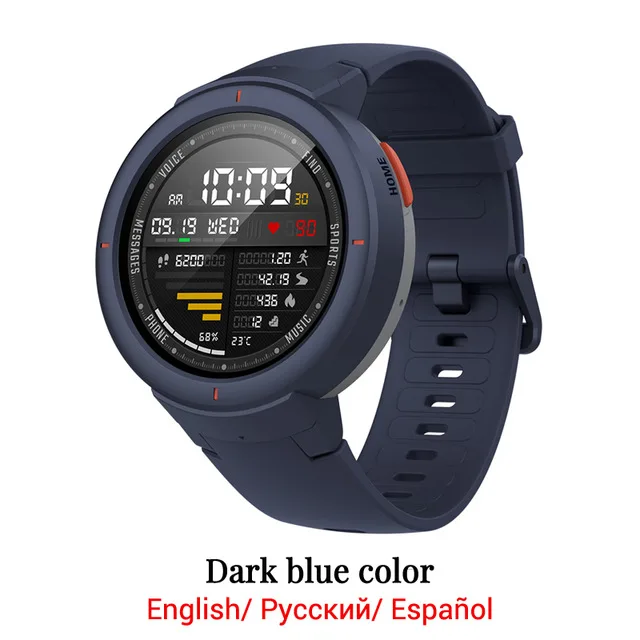 blue Huami Amazfit Verge, английская версия, спортивные Смарт-часы, gps, Bluetooth, музыка, воспроизведение, вызов, ответ, смарт-сообщение, толчок, пульсометр - Цвет: blue