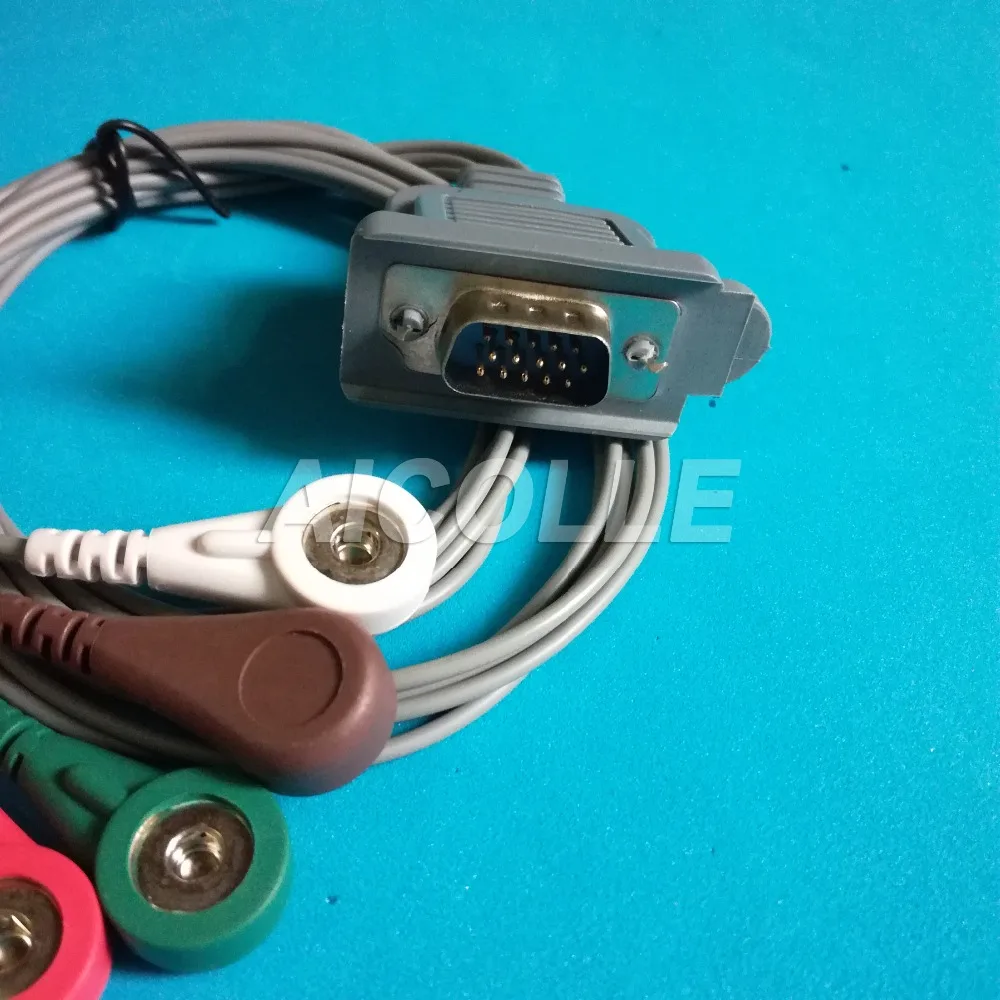Совместимый с DMS 300 3A Holter cable 5 lead ECG snap on terminal 15pin connector|snap on|snap snapsnap |