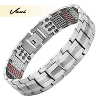 vivari mens health magnetic bracelet for men silver plated pure titanium bangle magnetic ion germanium far infar red bracelets