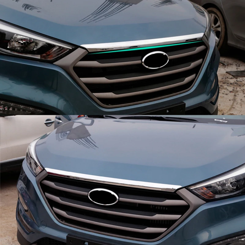 Подходит для hyundai Tucson Tl Хром передний капот Гриль для губ литьевая крышка отделка решетка бар гарнир сетка Стиль