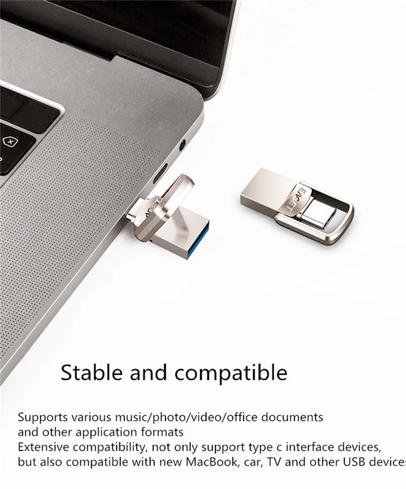 Eaget USB флеш-накопитель 64 ГБ 32 ГБ, Usb 3,0, металлический флеш-накопитель 64 ГБ, мини флеш-диск, флешка 128 ГБ, USB флешка для телефона типа C