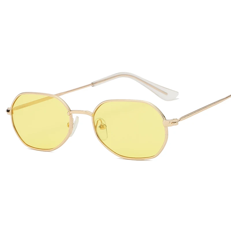 Солнцезащитные очки унисекс металлические шестиугольные желтые и розовые линзы