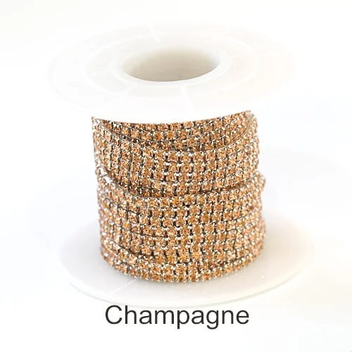 Champagne SS6, 1 ярд, 5 ярдов, Красочные Стразы, цепочка, стекло, ПРИШИТАЯ отделка, с серебряным интенсивным коготком, для украшения своими руками, F0091 - Цвет: Champagne