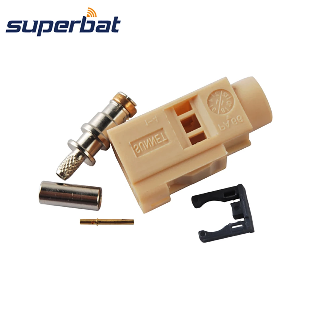 Superbat Fakra код I бежевый/1001 обжимной разъем Женский радиочастотный коаксиальный для