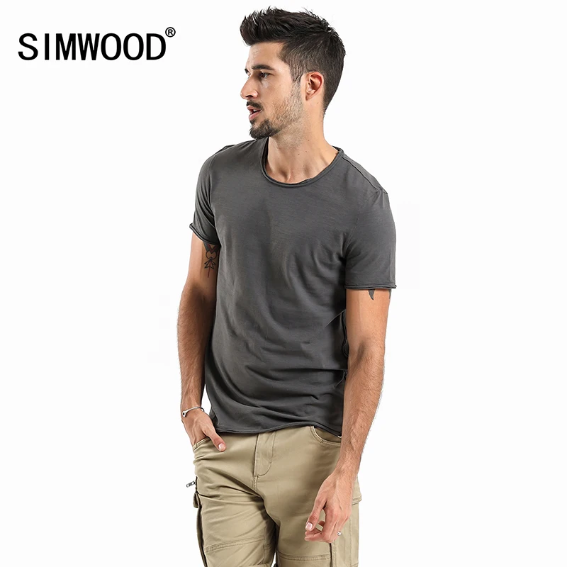 Бренд SIMWOOD хит продаж 2019 новая мужская одежда летняя футболка с коротким рукавом