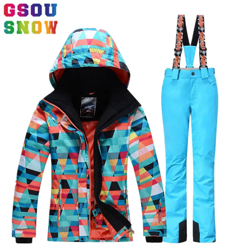Женский лыжный костюм Gsou Snow Brand зимняя Лыжная куртка и лыжные штаны
