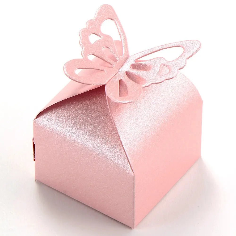 Practical Boutique 50pcs Pink Butterfly Decoration Boite a Dragees Wedding Gift Candy Box Baptism Birth Rose | Дом и сад
