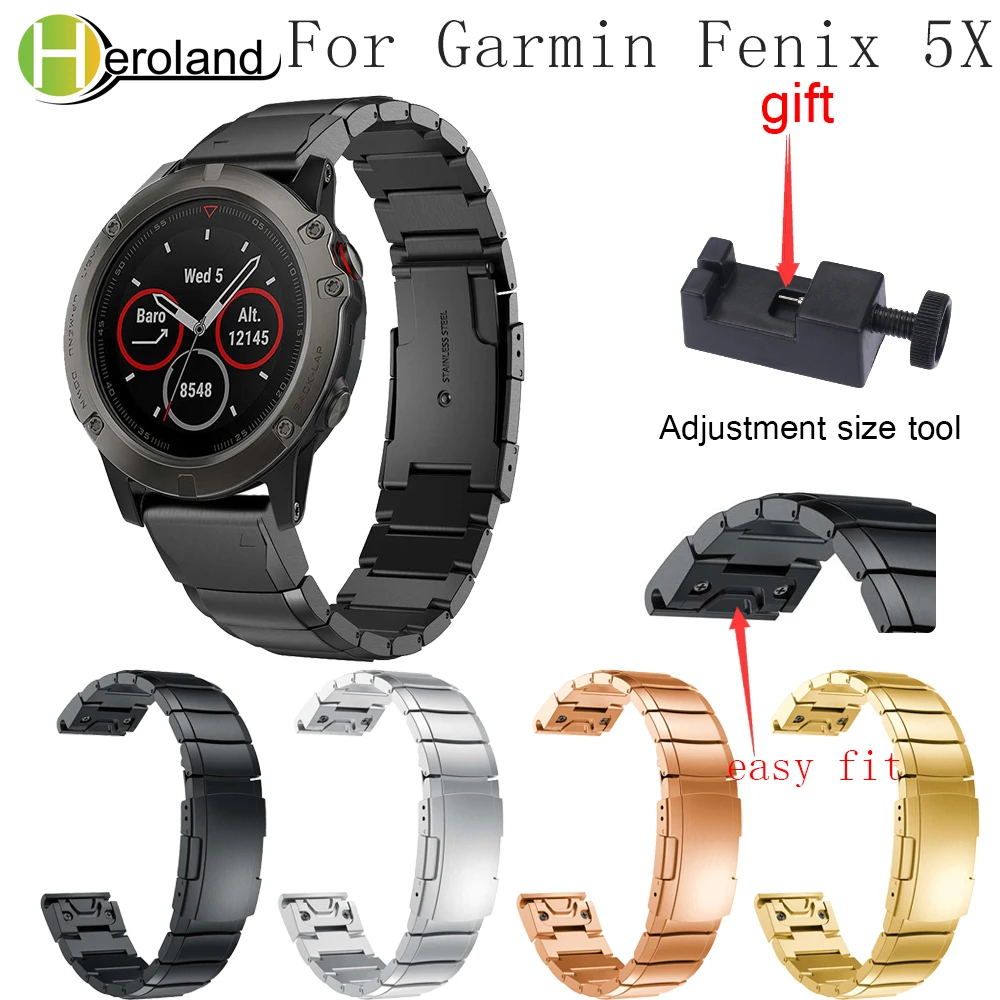 Браслет из нержавеющей стали быстро сменный ремешок для часов Garmin Fenix 5X GPS/Garmin 3/3 HR