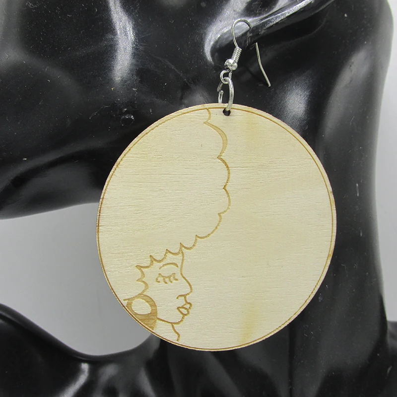 Бесплатная Доставка! 2017 натуральные афро волосы девушка деревянные серьги можно