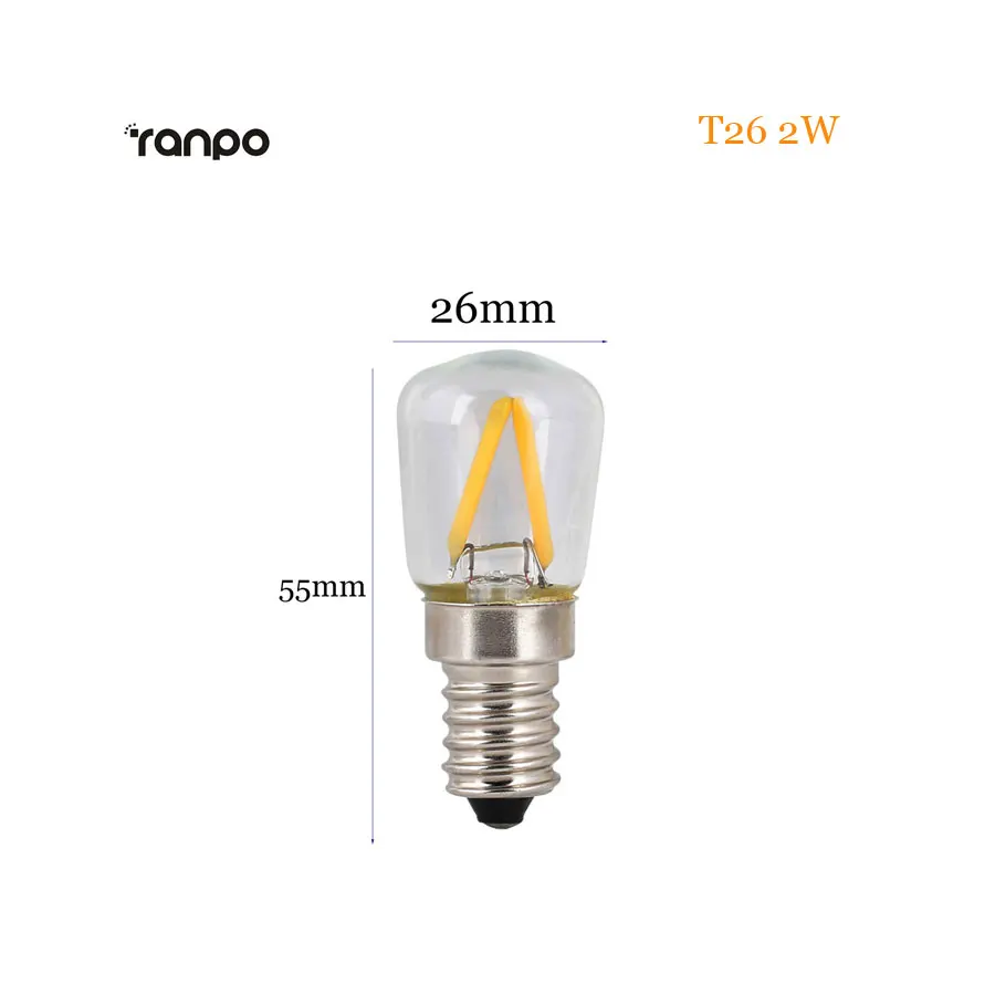 T26 2W Warm White Ретро лампа Эдисона E14 T20 T25 T26 2 Вт 3 Вт 4 Вт Светодиодная лампа свеча светильник накаливания энергосберегающая стеклянная лампа лампада Домашний Светильник ing - Испускаемый цвет: T26 2W Warm White