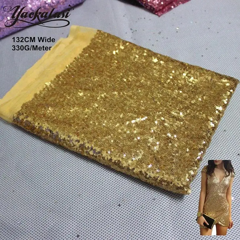 Кружевная ткань с блестками YACKALASI золотистая вышитая для ночного платья