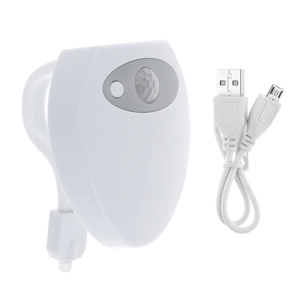 5 в светодиодный светильник для унитаза, умный USB зарядка, 8 цветов, лампа для сидения в ванной, PIR датчик движения тела, активный ночной Светильник