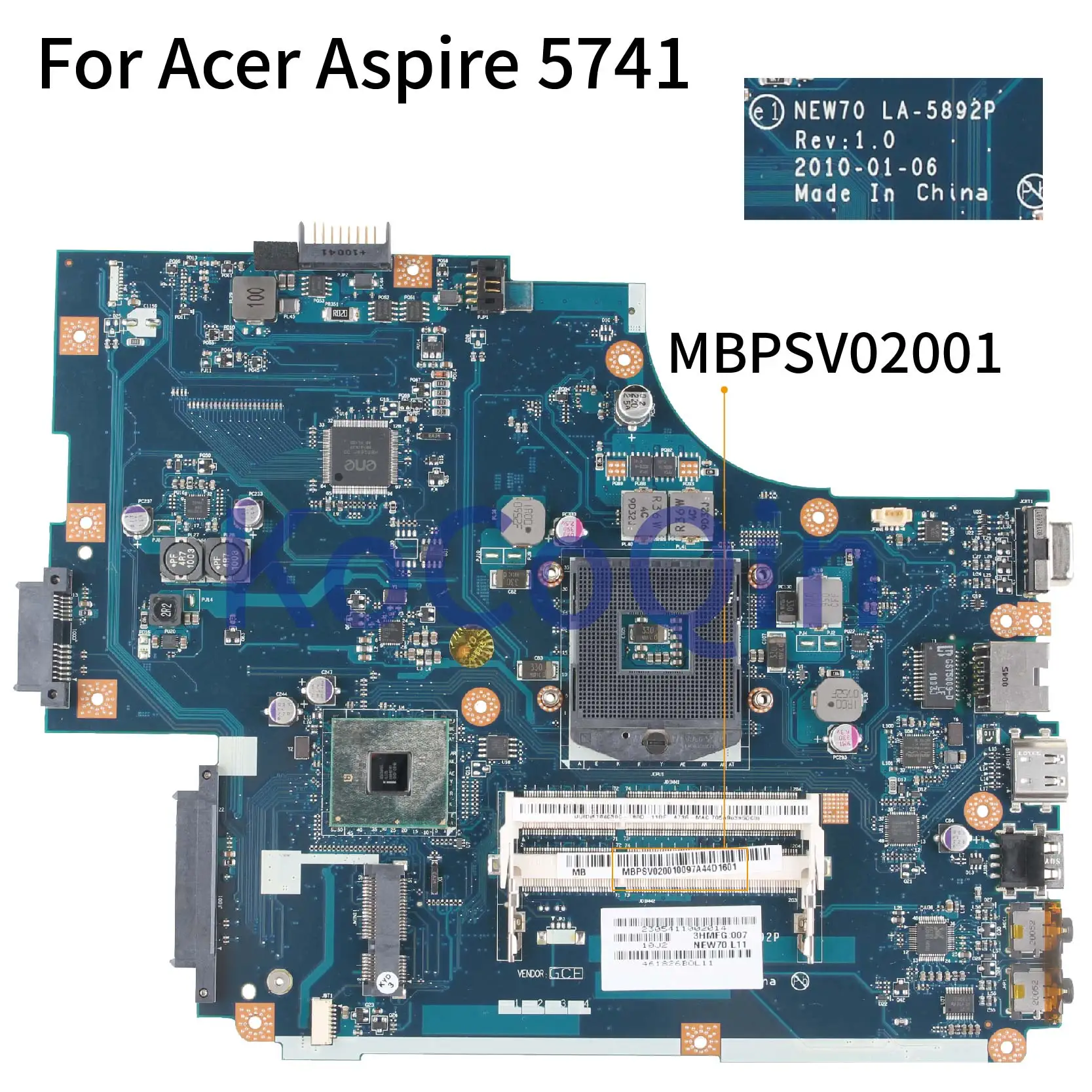 KoCoQin Laptop motherboard For Acer Aspire 5741 5741ZG NV59C Mainboard MBPSV02001 NEW70 LA-5892P  instead LA-5891P LA-5893P