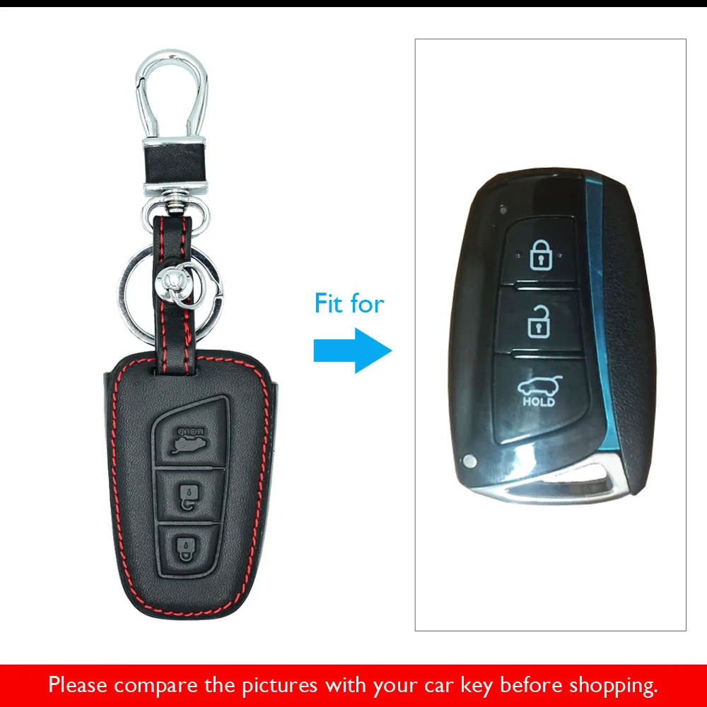 Кожаный чехол для ключей с 3 кнопками для hyundai Grand Santa Fe IX45 Smart Remote Fob Shell, чехол для ключей, защитная сумка, авто аксессуар