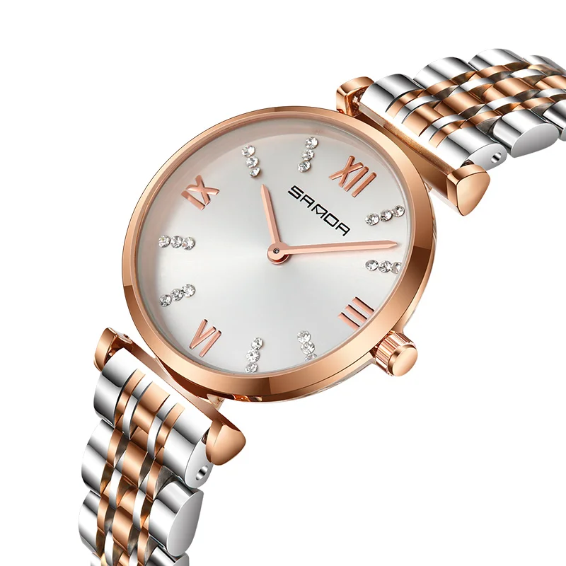 White Dial SANDA 235 супер тонкие часы из розового золота и нержавеющей стали для женщин Топ бренд Роскошные повседневные часы женские наручные часы Relogio Feminino - Цвет: White Dial