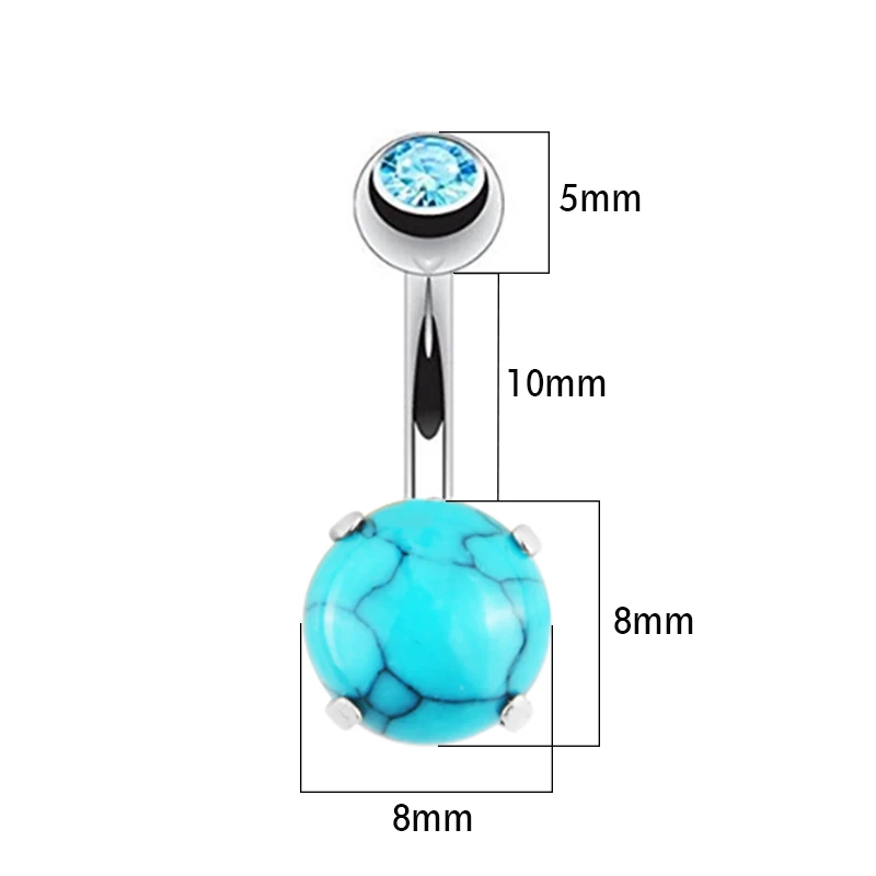 Двойной шар с модным голубым камнем круглое пирсинг пупка кольца хирургическая - Фото №1