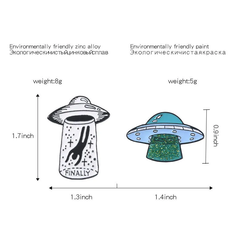 UFO Drop Oil Cartoon Alien Brooch enamel pin space ship badge rocket outer future world adventure gift Free delivery | Дом и сад