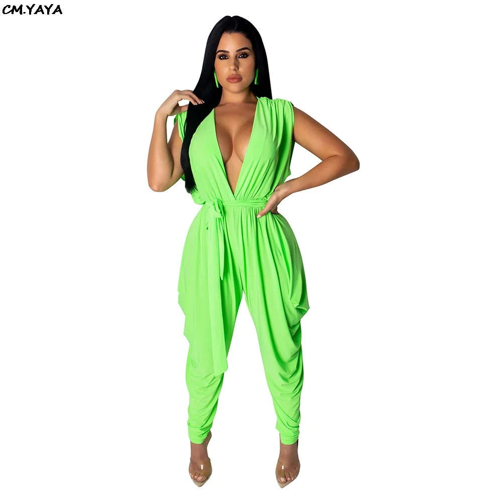 2019 new women sleevelesss deep v-neck open back sexy beach Haren jumpsuit fashion active wear club party romper playsuit TS908 | Женская