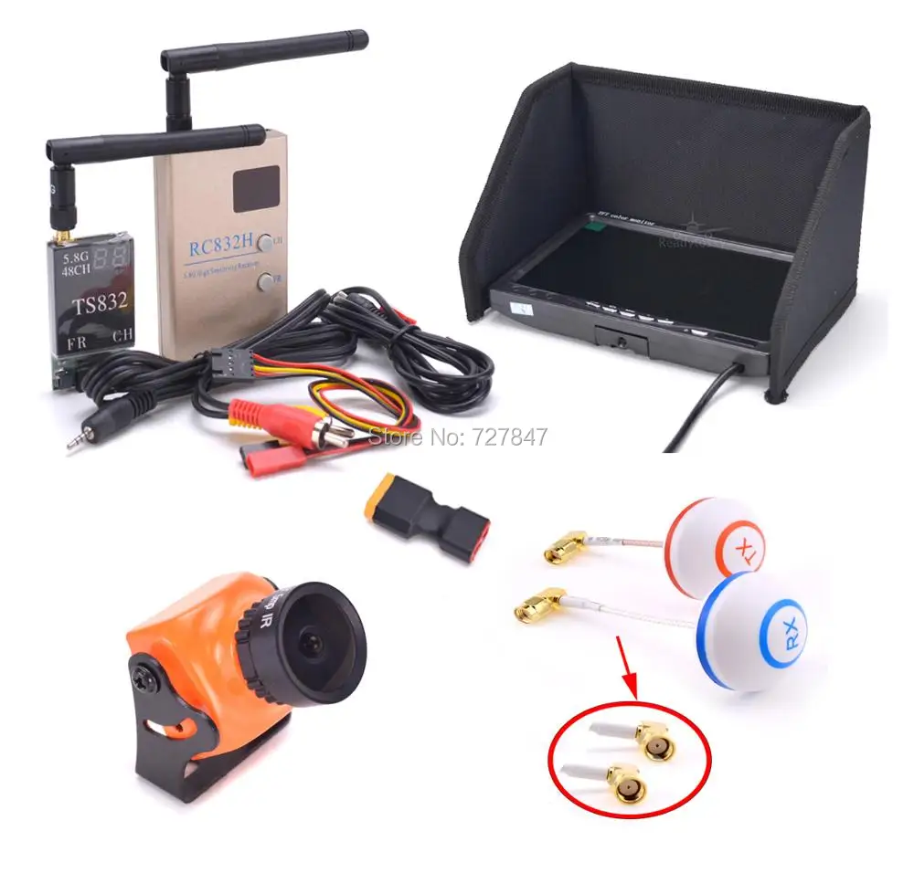 Комплект FPV Combo A23 1500TVL камера 2,1 мм/2,3 мм+ 5,8 ГГц 600 мВт 48CH TS832 RC832+ ips 7 дюймов lcd 1024x600 монитор для F450 S500