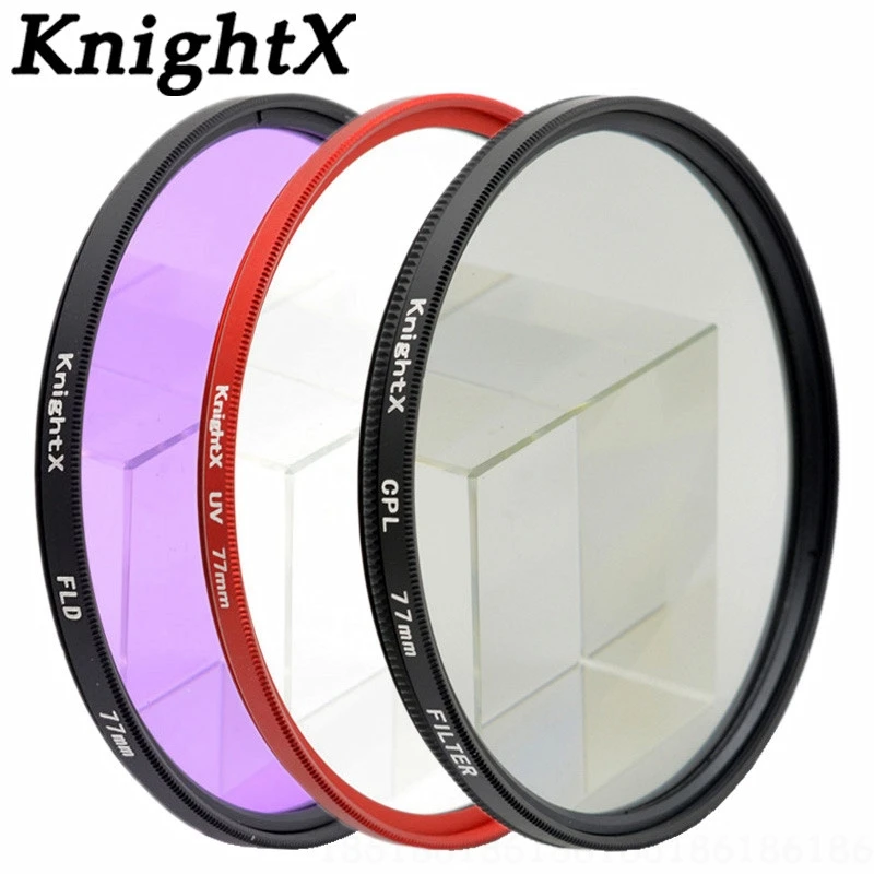 KnightX 49 мм 77 мм 58 52 мм фильтр UV CPL FLD круговой комплект круговой поляризатор с для Nikon Canon Pentax sony DSLR камера 5D 6D