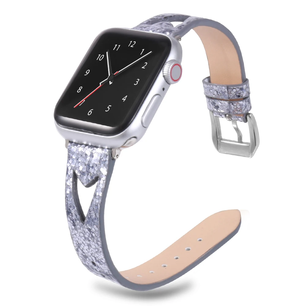 Кожаный ремешок для apple watch 40 мм 44 iwatch 38 42 Блестящий из натуральной кожи 4 3 2 1