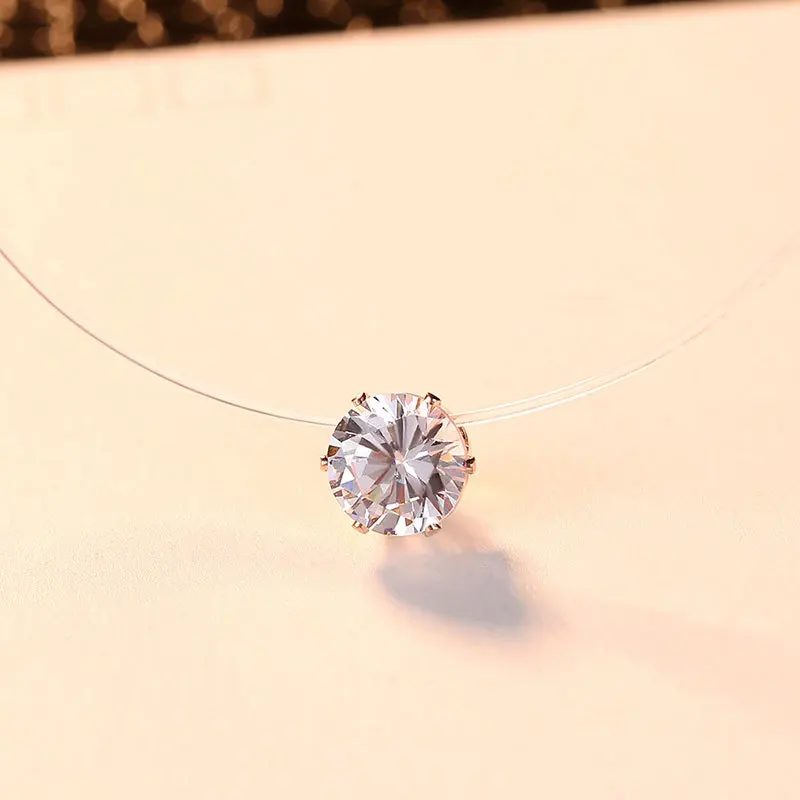 Transparent Fish Line Collier Zircon Choker For Women Pendant On Neck Accessories Women Necklace Jewelry Femme