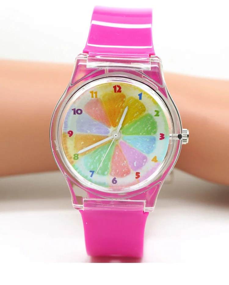 Красочные часы с изображением фруктов и циферблатом Подарочные наручные для